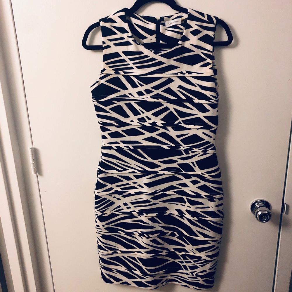 Calvin Klein black and white dress, size 8